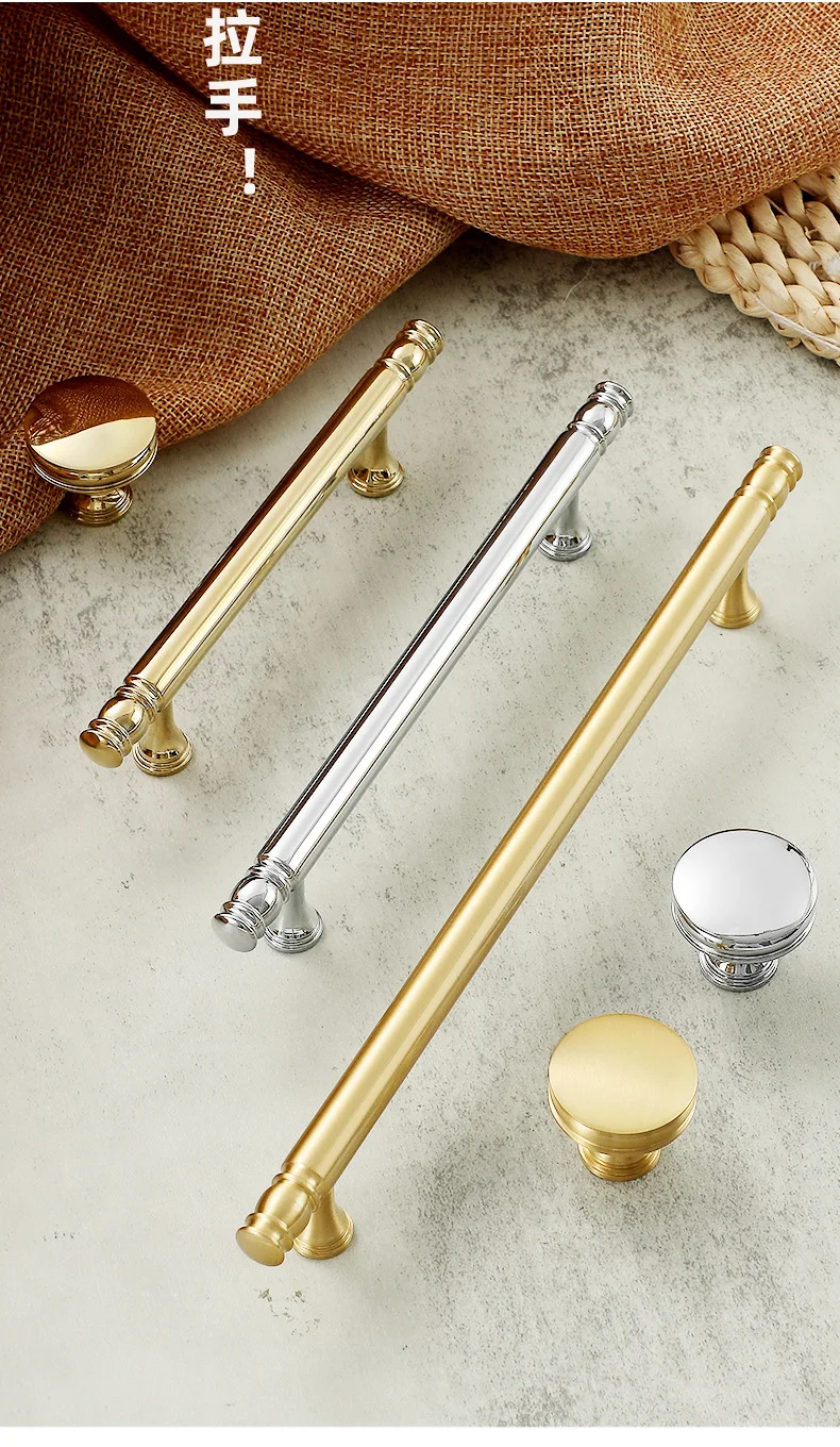 Solid Brass Wardrobe Handle Nordic Chrome-plated Gold Drawer Knob Cabi Miaokesen Solid Brass Wardrobe Handle Nordic Chrome-plated Gold Drawer Knob Cabi Miaokesen